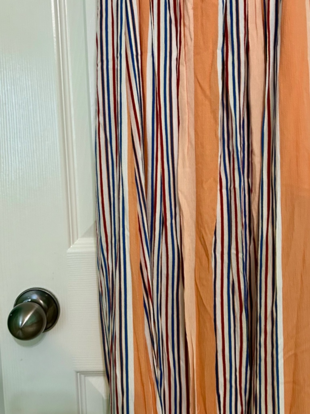 Altar'd State Orange Stripe Maxi Dress Gauzy Smocked Tie Shoulders Ruffle Small - Picture 8 of 12